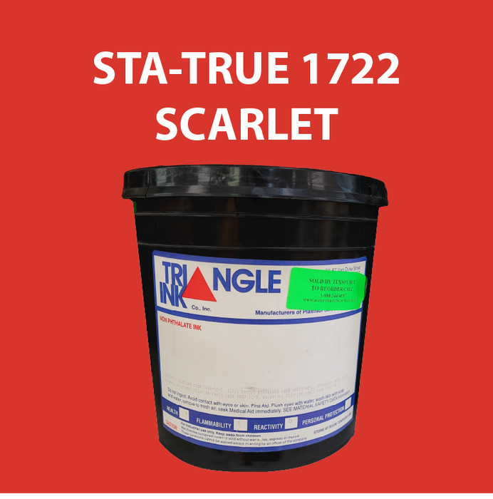 Clearance - TRIANGLE STA-TRUE 1722 L.B. SCARLET LOW BLEED PLASTISOL INK