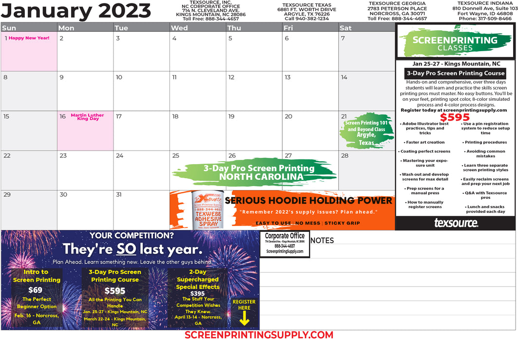 Texsource 2023 Desktop Calendar - Free